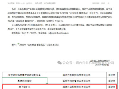捷报！兴业机器当选 “山东制作 鲁链优品”彰显硬核气力